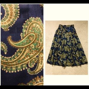 Herman Geist Skirt Size 8 Vintage Pleated Paisley Maxi Classic Casual colorful